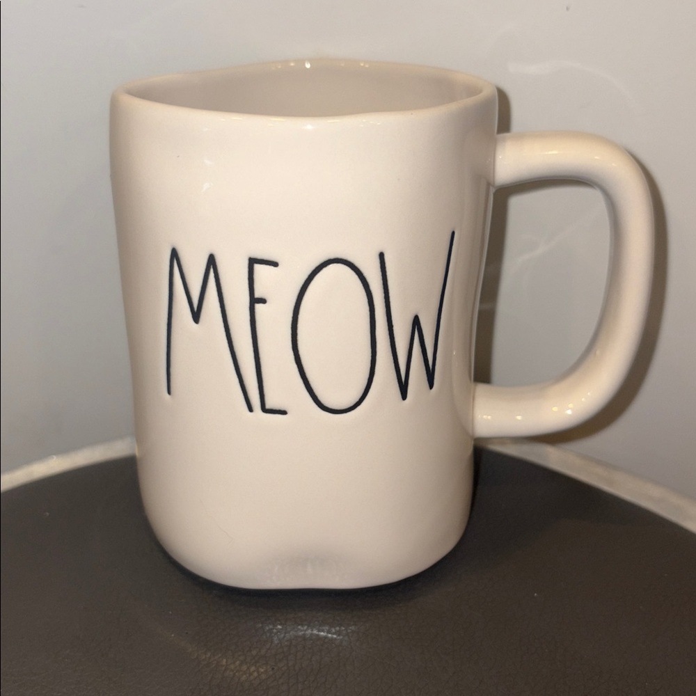 Rae Dunn "MEOW” Ceramic Coffee Mug White Artisan Collection by Magenta, 20 Oz